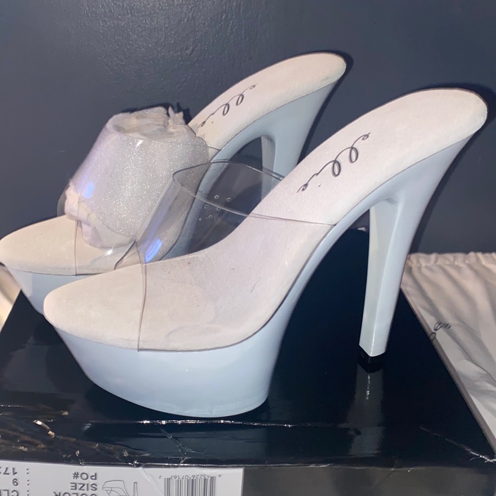 White/clear platform heels